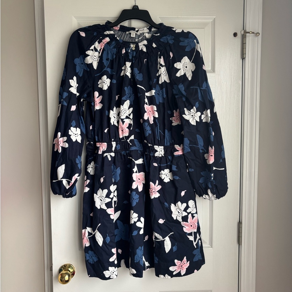 Floral Long Sleeve Dress - Navy, Pink, White